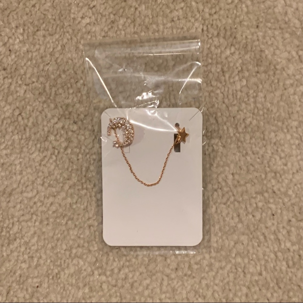gabi rielle rose gold plated crescent moon earring with star ear cuff an…